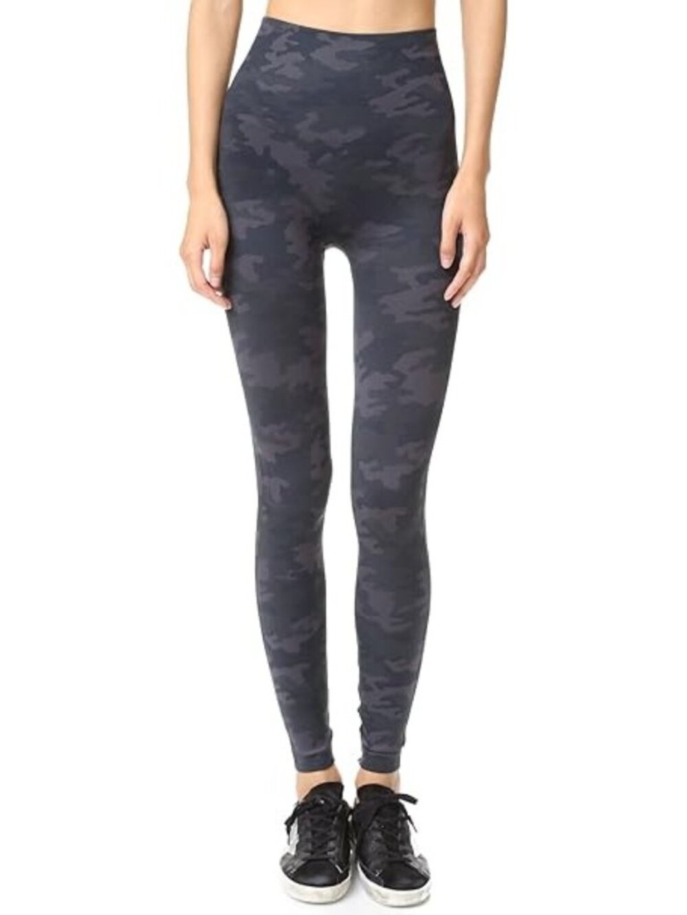 SPANX Leggings Medium Look at Me Now Seamless Camo Black Gray Athleisure Yoga